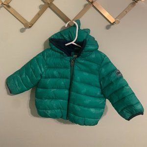 Baby Gap Green Dinosaur Hooded Puffer Jacket